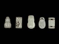 Five Chinese White and Pale Celadon Jade Plaques