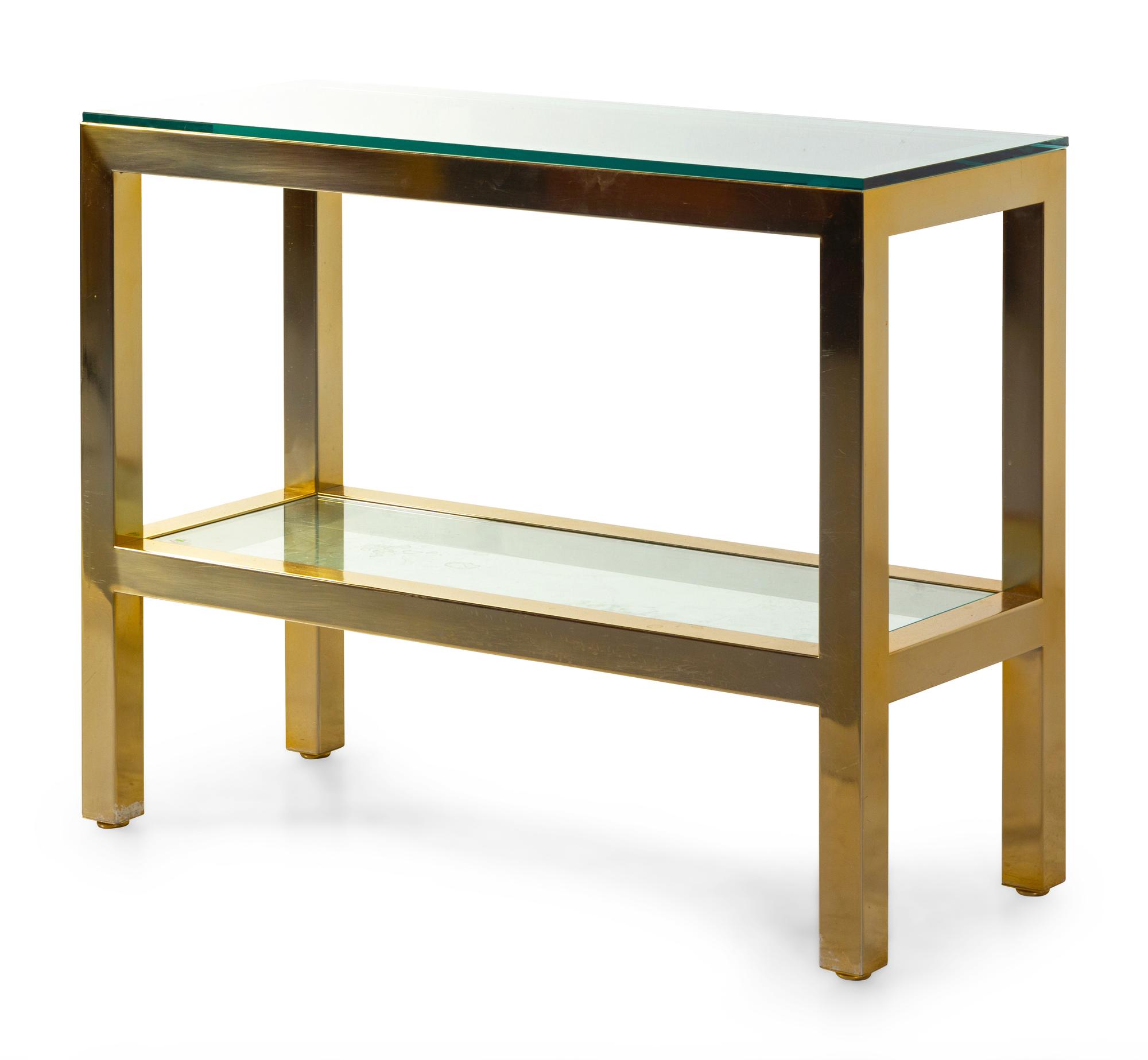 A Contemporary Steel and Glass Console Table