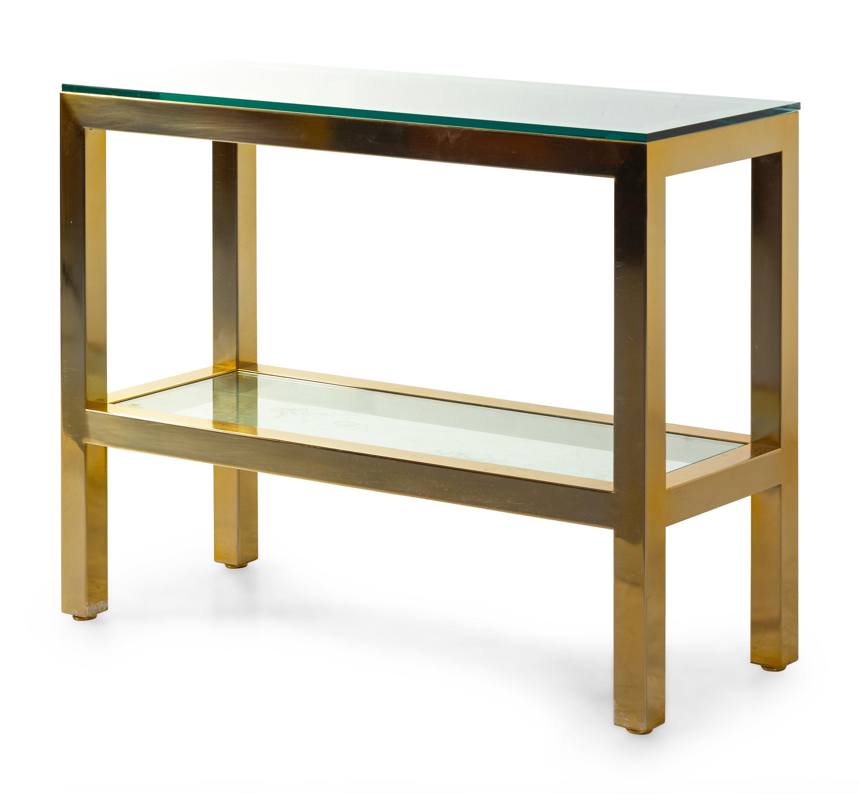 A Contemporary Steel and Glass Console Table