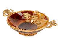 An 18k Gold and Pearl-Mounted Agate Bowl