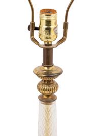 A Pair of Gilt Metal and Cut Glass Mounted Lamps