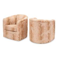 A Pair of Silk Upholstered Tub Chairs