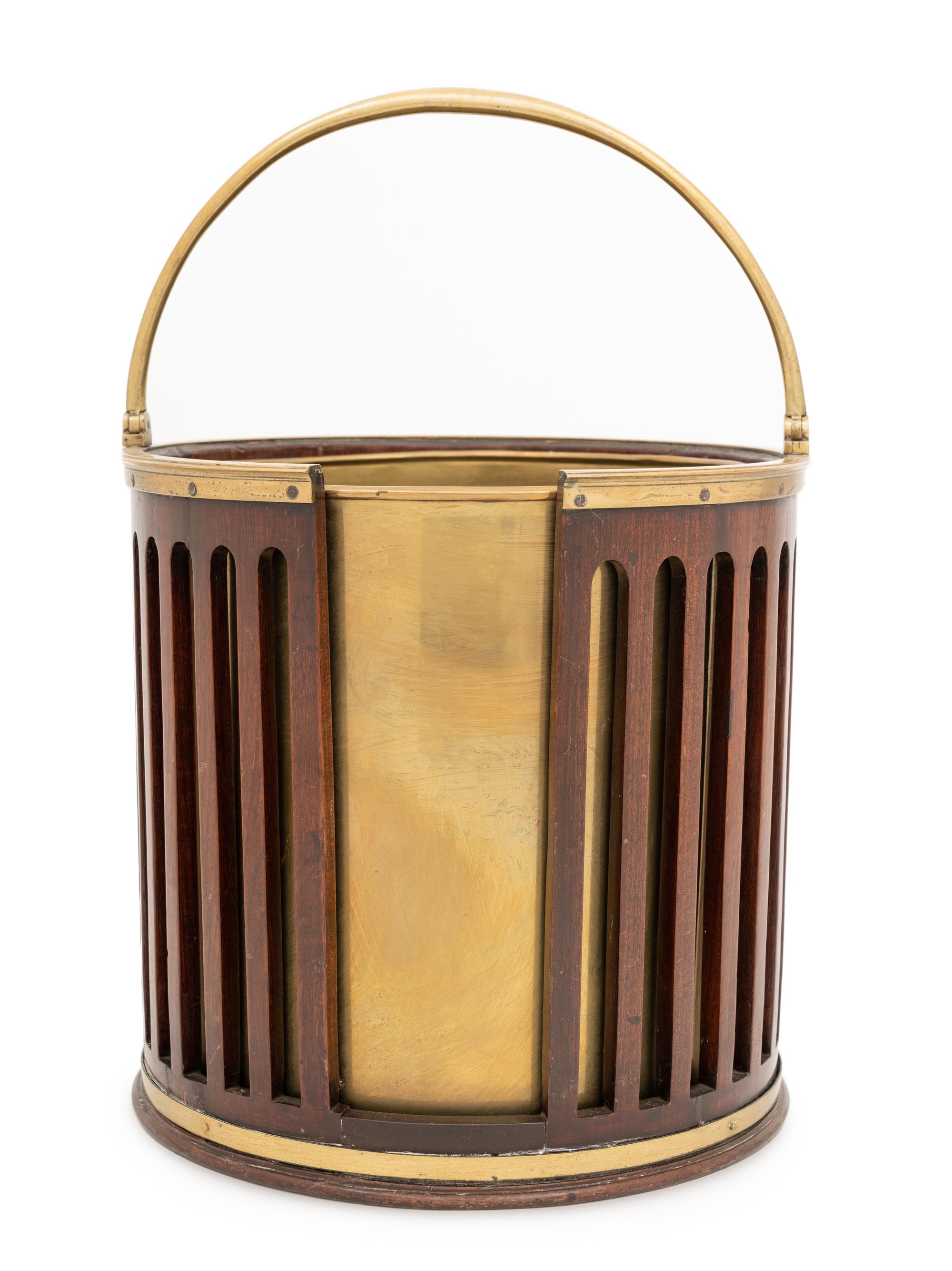 A George III Brass-Bound Mahogany Peat Bucket