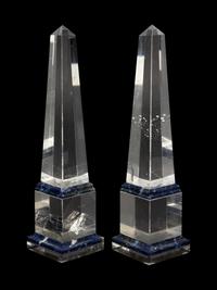 A Pair of Quartz and Lapis Lazuli Obelisks
