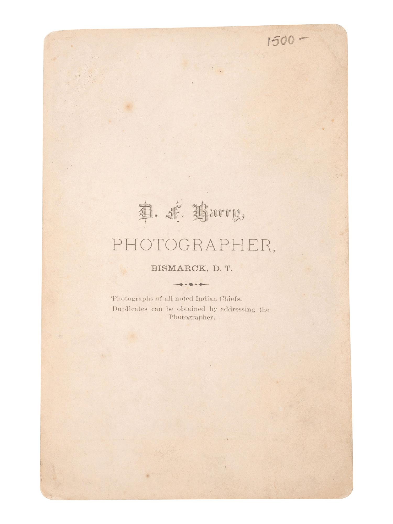 [NATIVE AMERICANS]. BARRY, David F., photographer. Cabinet card of Chief Gall. Bismarck, Dakota Territory.