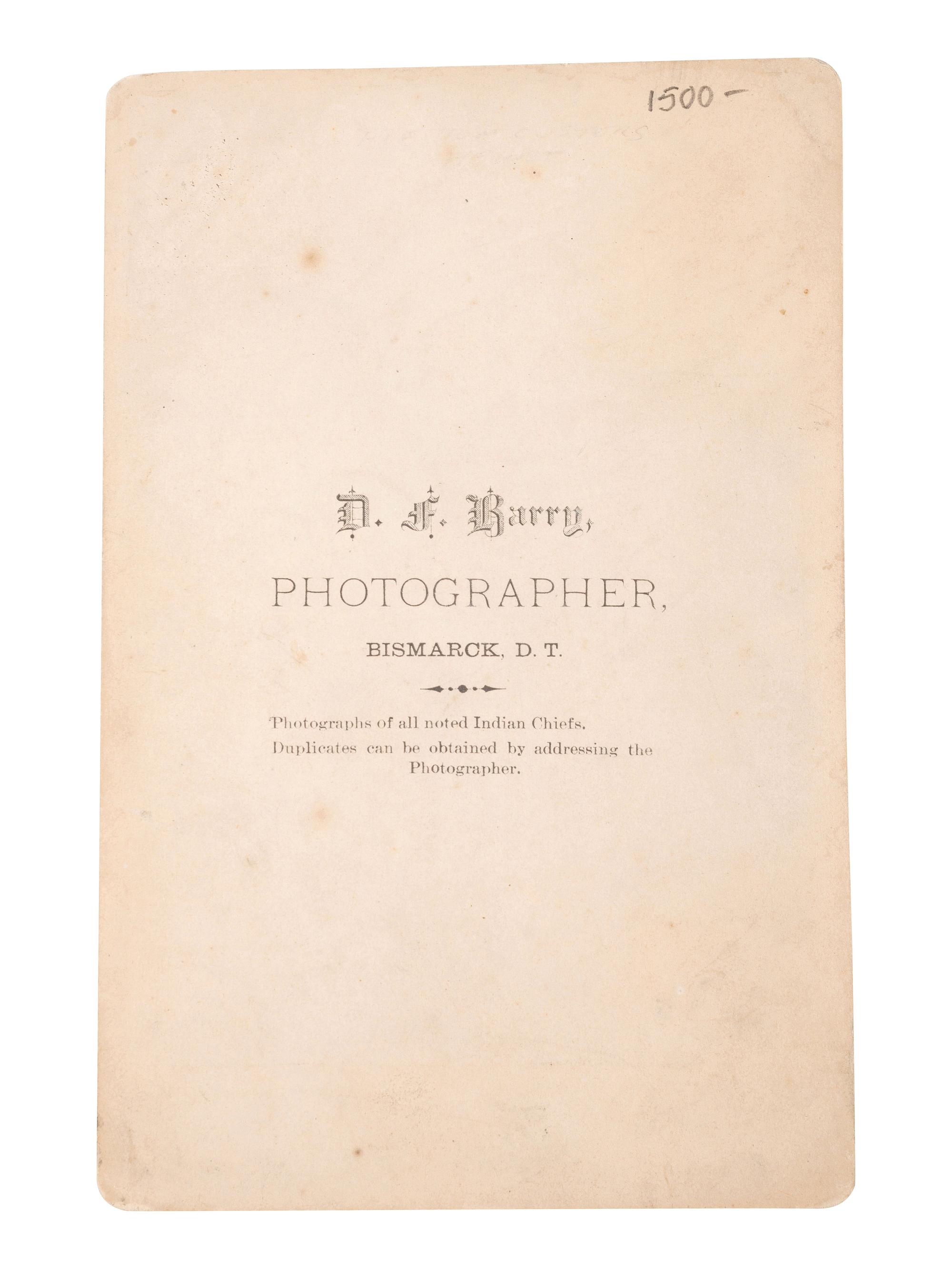 [NATIVE AMERICANS]. BARRY, David F., photographer. Cabinet card of Chief Gall. Bismarck, Dakota Territory.
