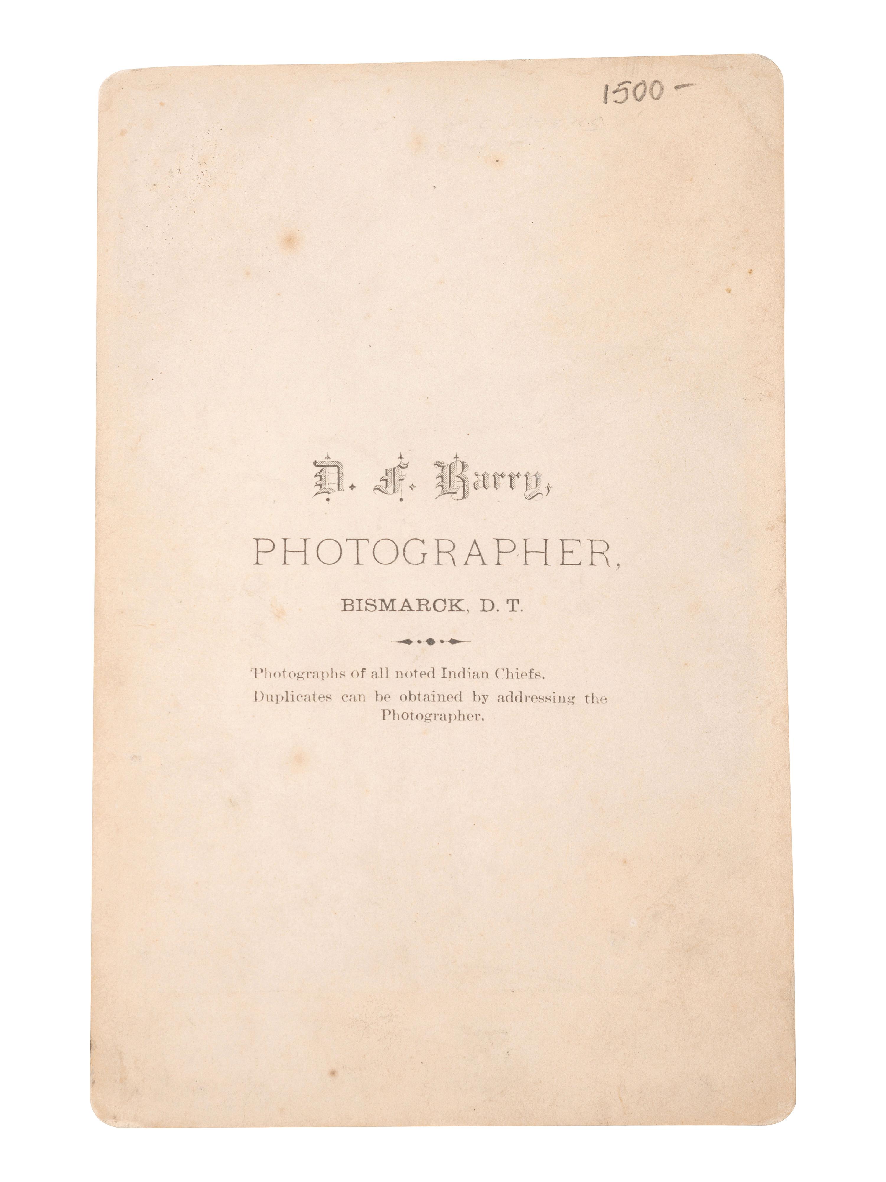 [NATIVE AMERICANS]. BARRY, David F., photographer. Cabinet card of Chief Gall. Bismarck, Dakota Territory.