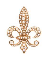 An Antique Rose Gold and Seed Pearl Fleur-de-Lys Pendant/Brooch, 4.00 dwts.