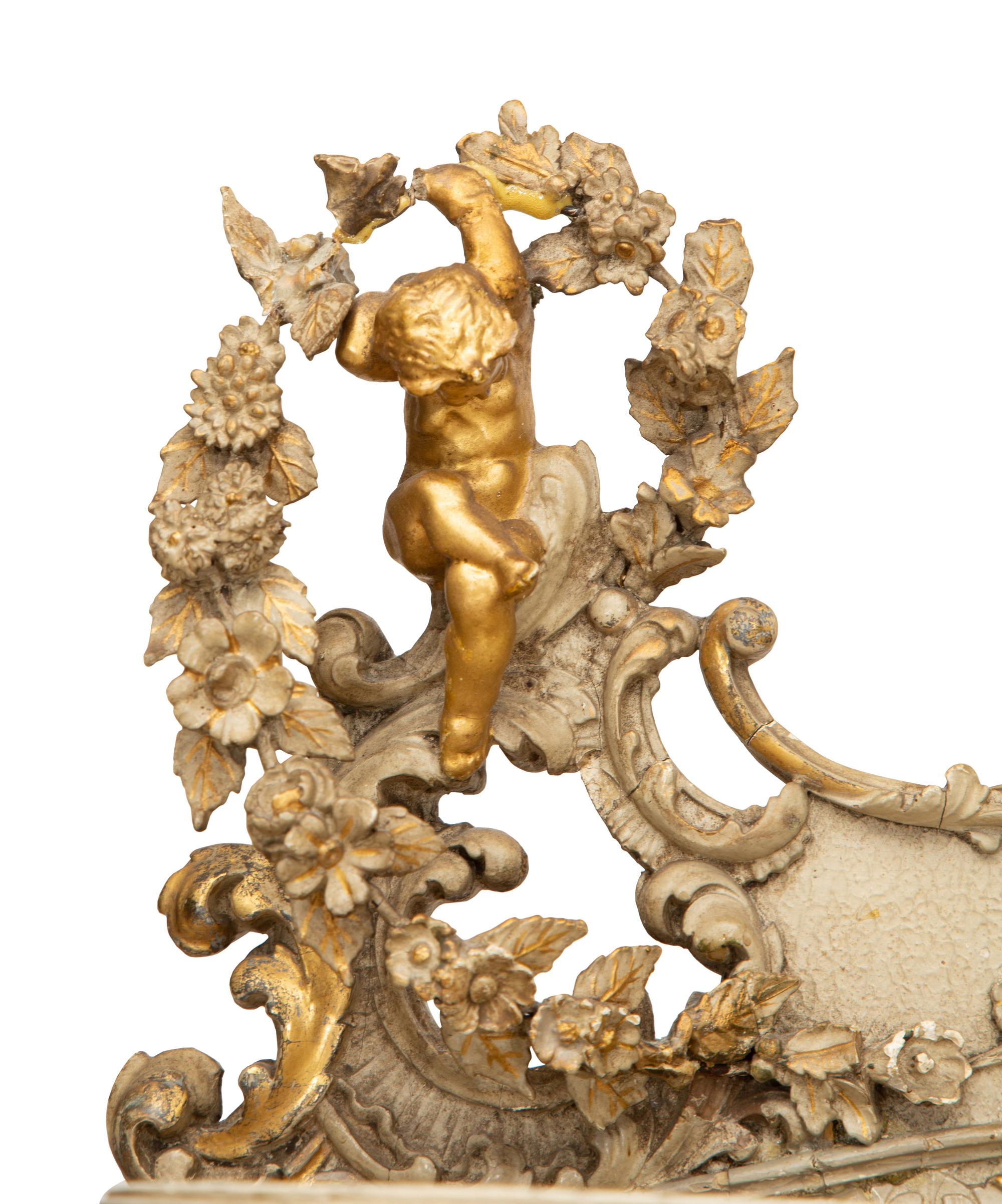 An Italian Rococo Style Gray Painted and Parcel Gilt Vitrine Table — 19th/20th Century