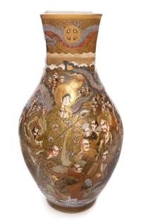 A Large Satsuma Vase Height 31 inches.