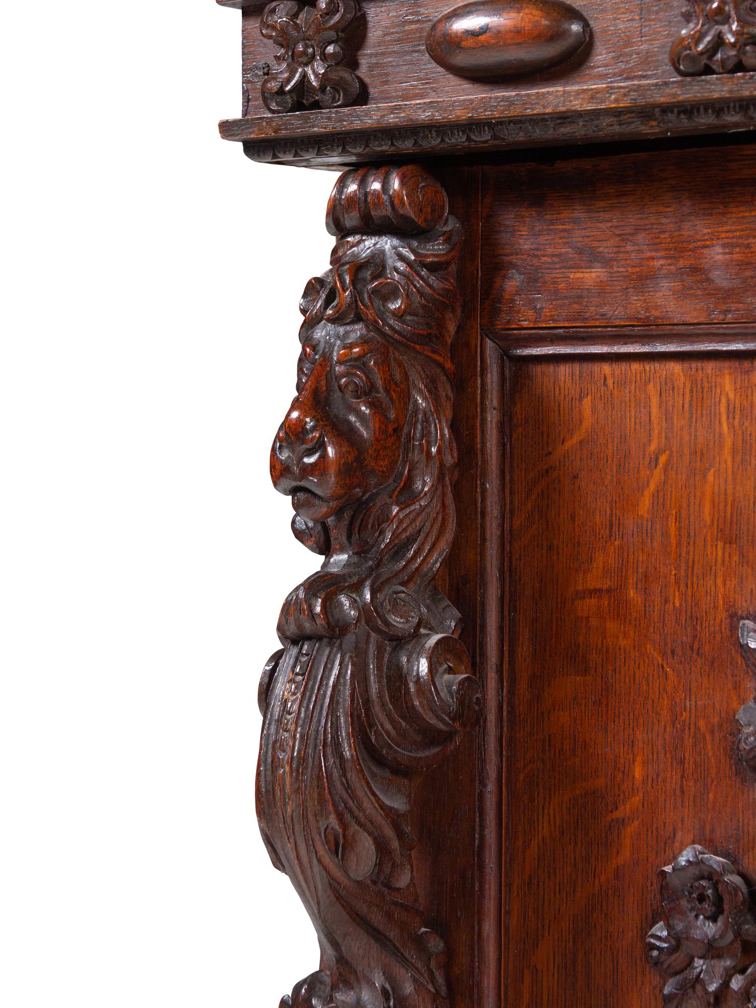 An English Carved Oak Pedestal-Base Server