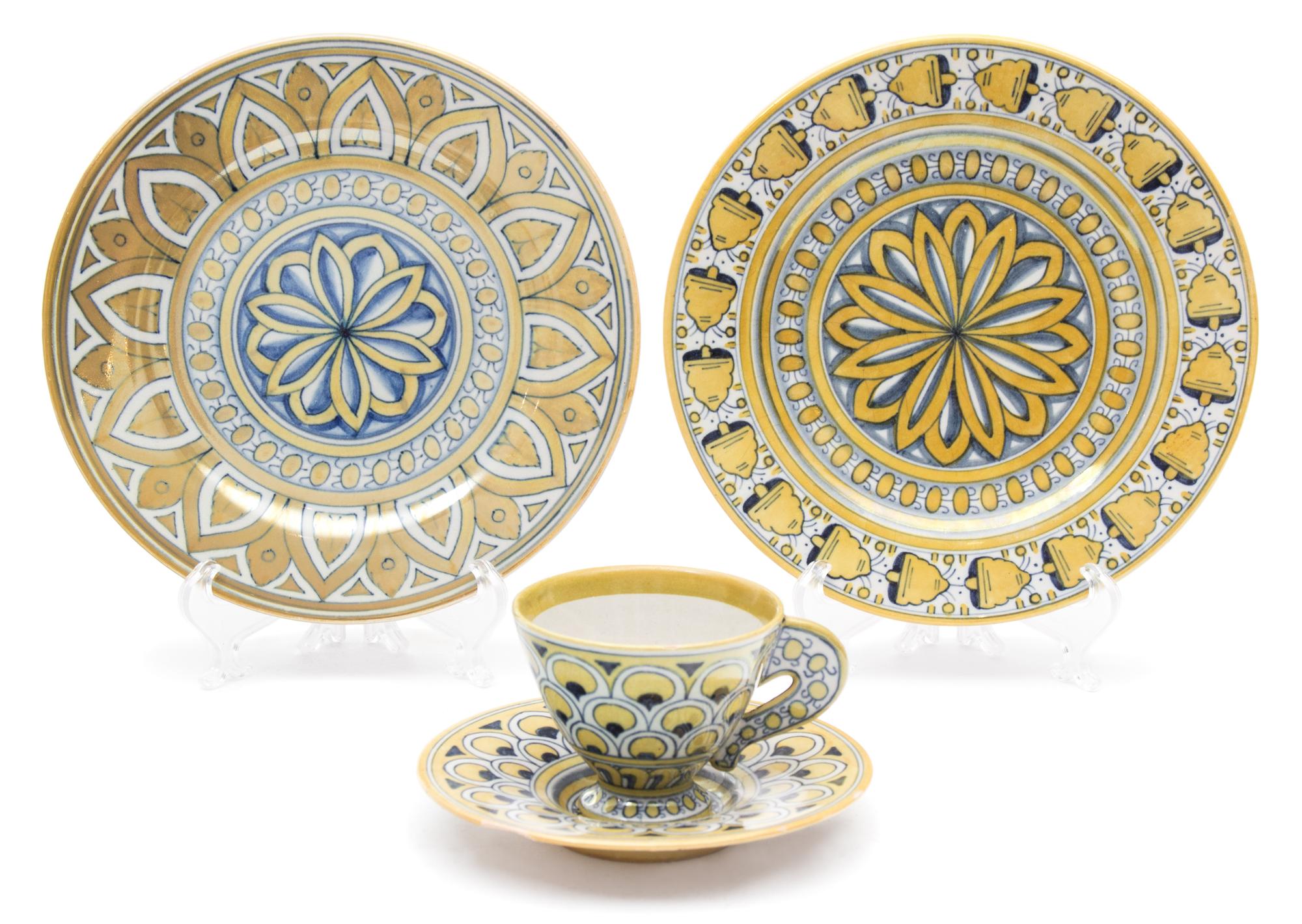 A Group of Italian Cantagalli Pottery Diameter of plates 8 inches. — EARLY 20TH CENTURY