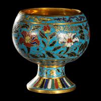 A Chinese Cloisonne Enamel Stem Cup 掐丝珐琅高足杯