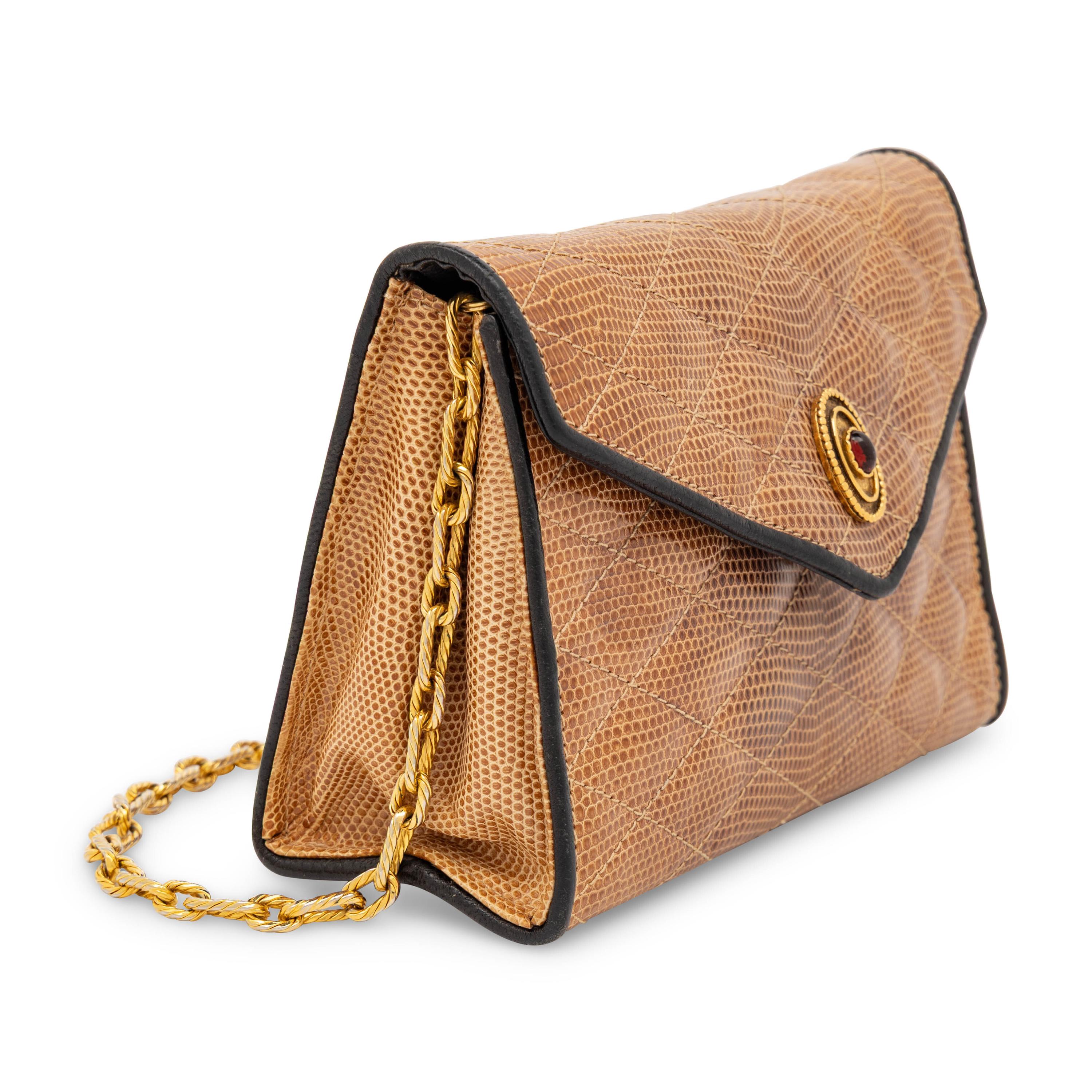Chanel, Mini Flap Bag in Brown Lizard