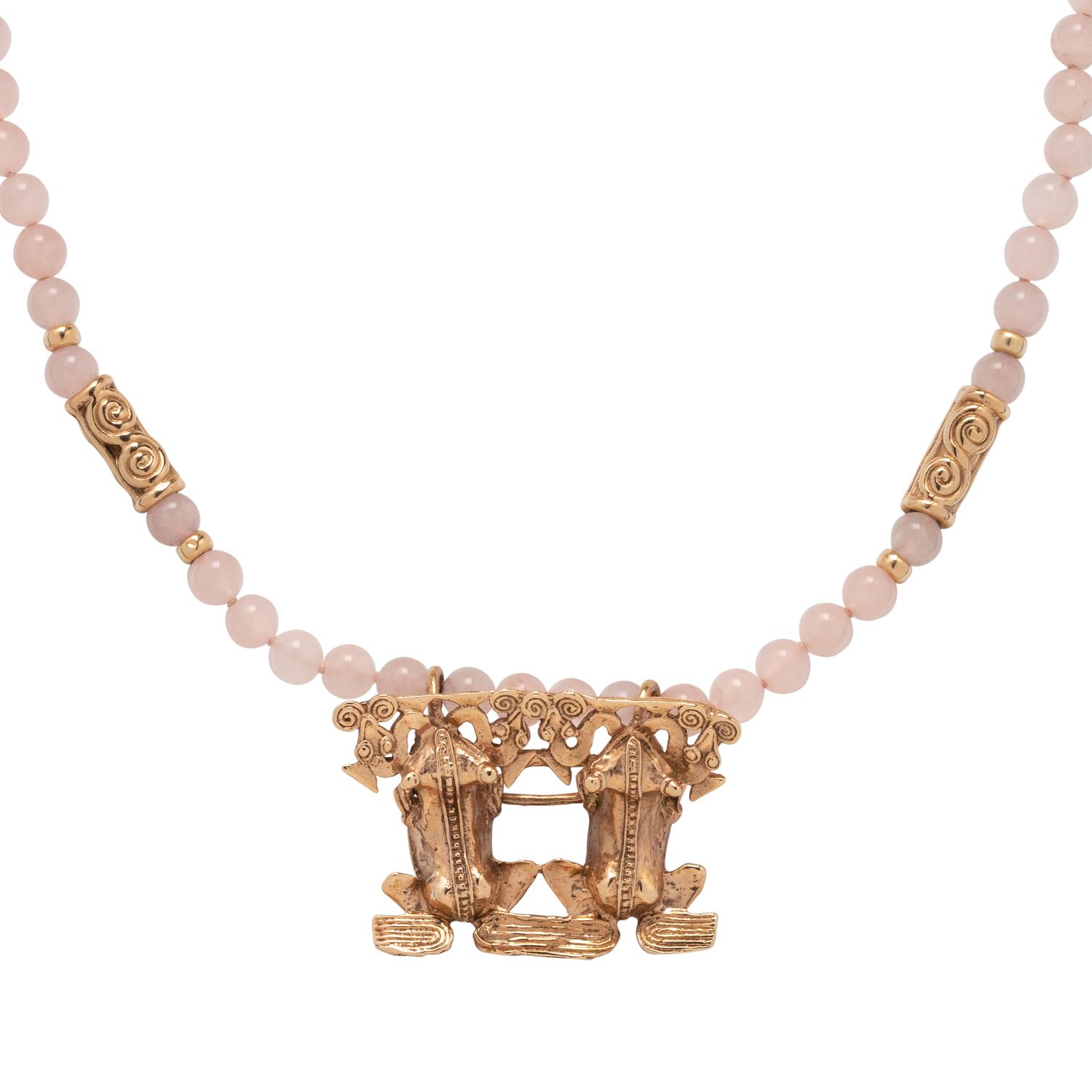 ROSE GOLD AND ROSE QUARTZ BEAD NECKLACE