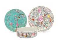 Three Chinese Famille Rose Porcelain Articles