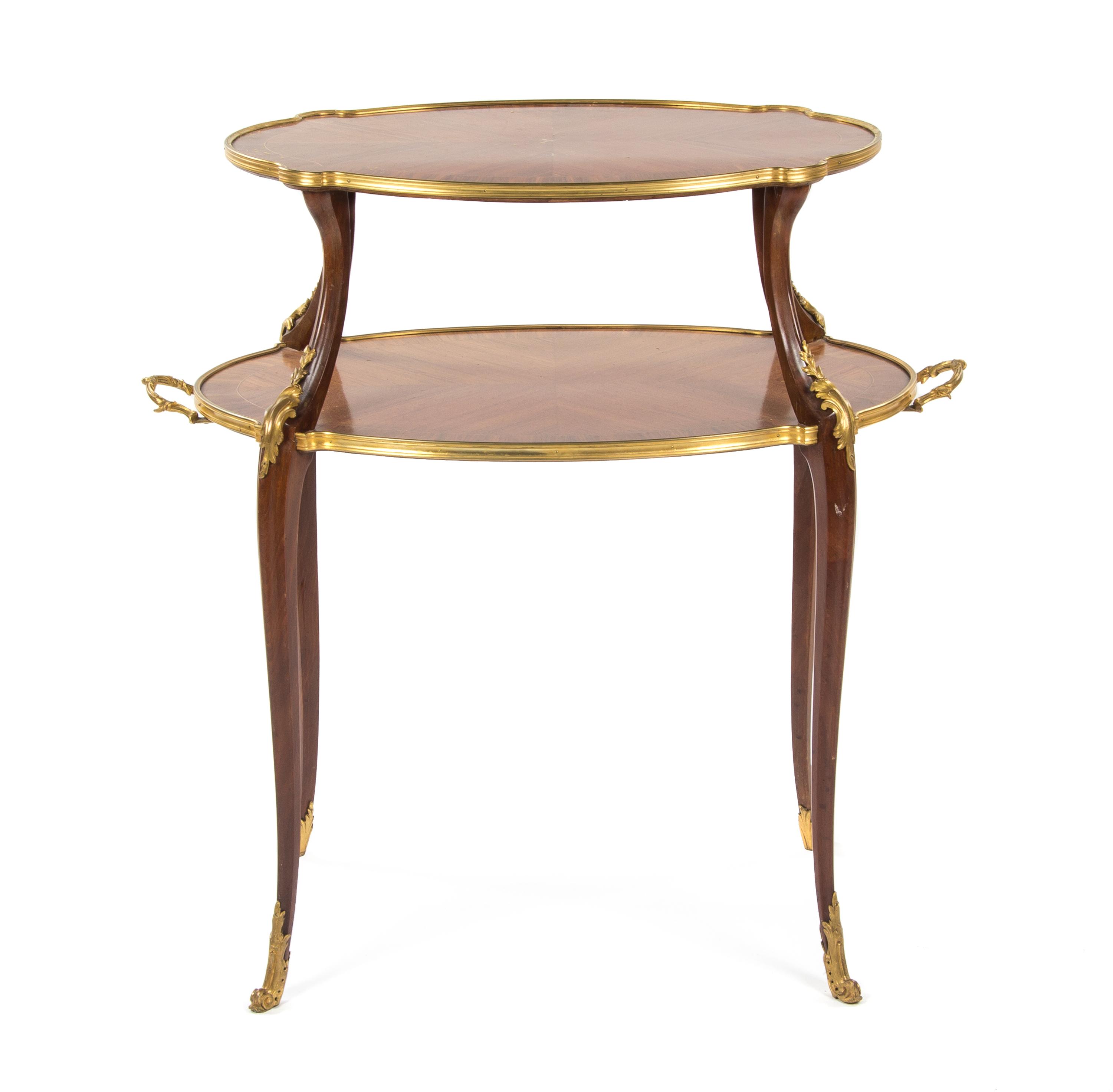 A Louis XV Style Gilt Bronze Mounted Tray Table Height 33 1/4 x width 33 x depth 19 inches.