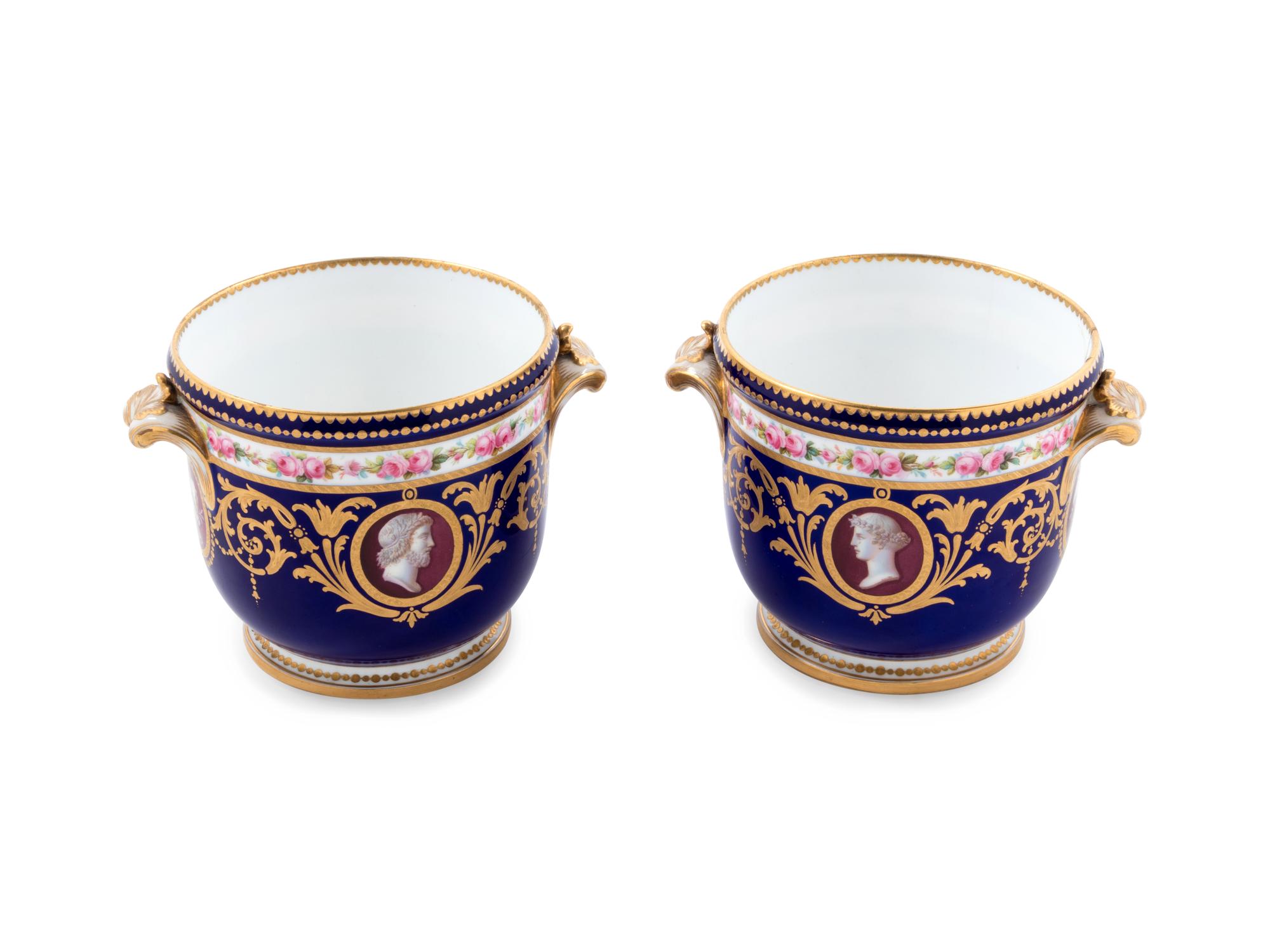 A Pair of Minton Porcelain Cache Pots