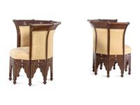 A Pair of Syrian Mother-of-Pearl Inlaid Walnut Chairs in the Art Deco Taste — 20TH CENTURY