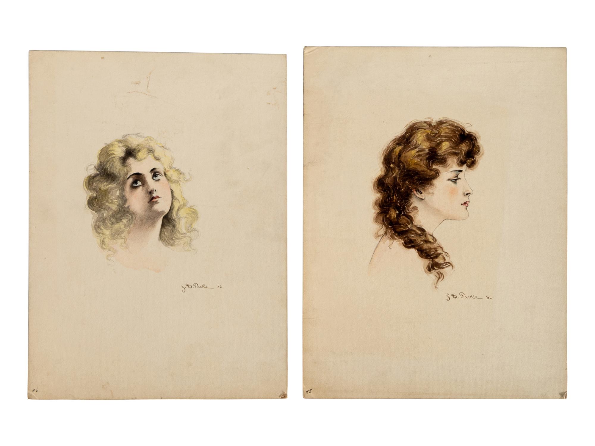 Woman Gazing Upward, 1906 and Woman in Profile, 1906 (two works)