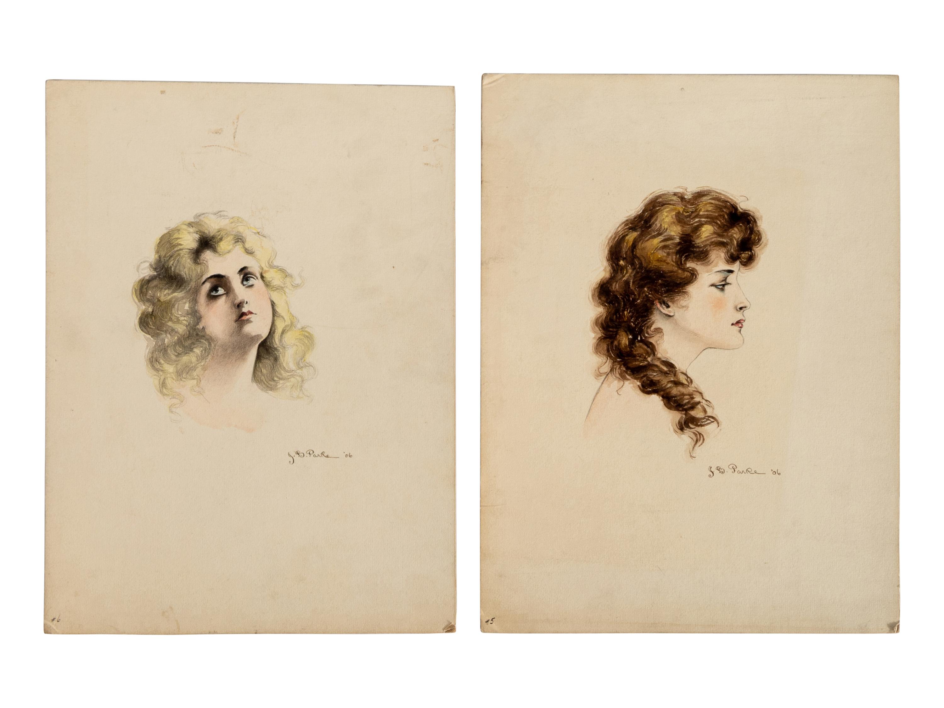 Woman Gazing Upward, 1906 and Woman in Profile, 1906 (two works)