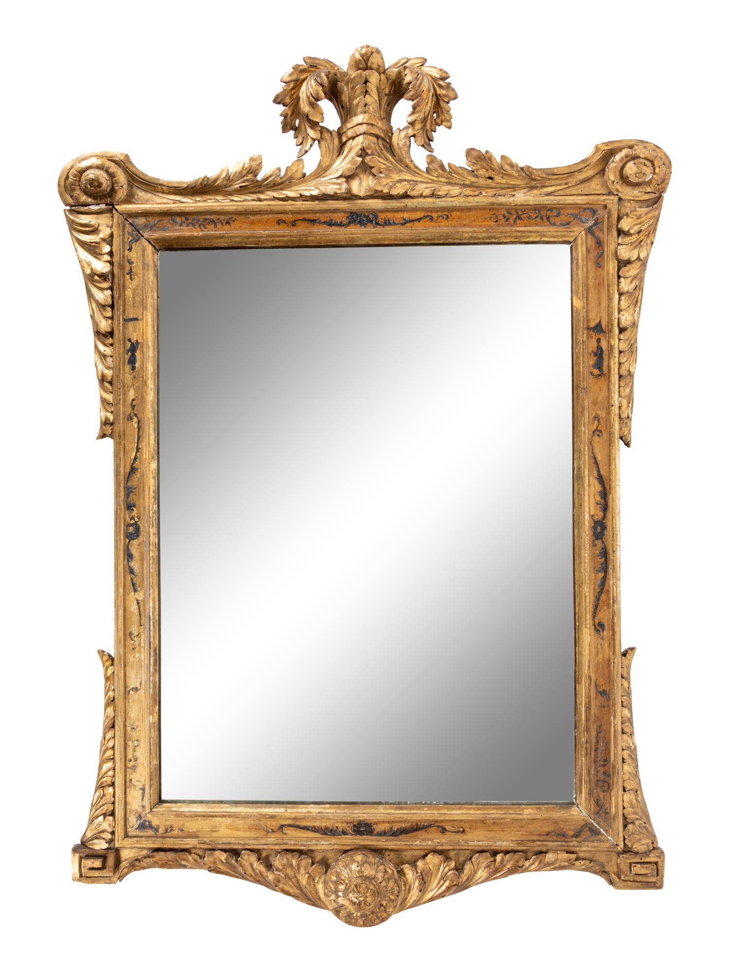 An Italian Giltwood Mirror with Painted Chinoiserie Decoration