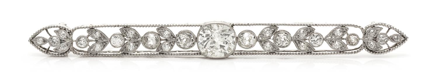 An Art Deco Platinum and Diamond Bar Brooch, Charlton, 10.30 dwts.