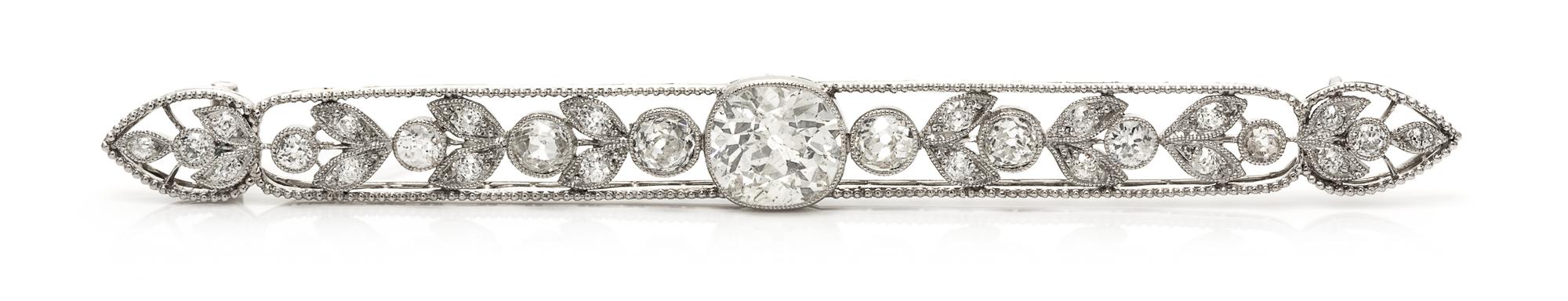 An Art Deco Platinum and Diamond Bar Brooch, Charlton, 10.30 dwts.