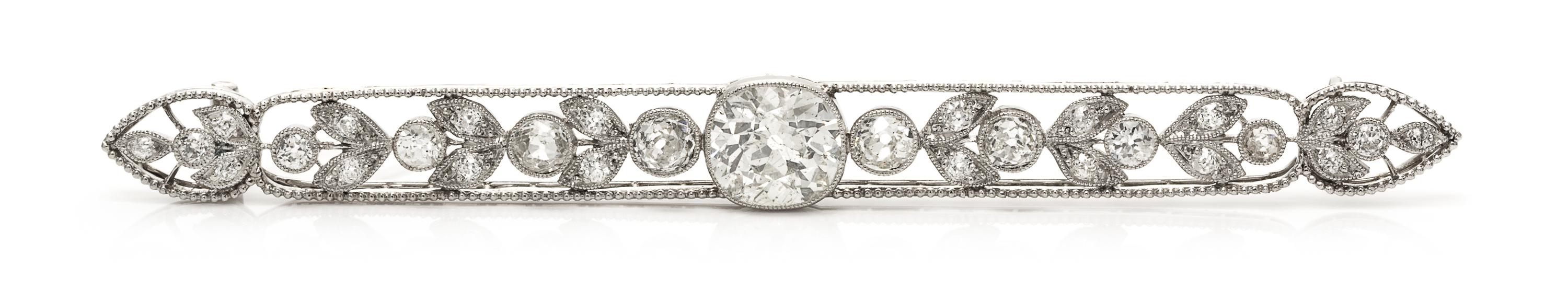 An Art Deco Platinum and Diamond Bar Brooch, Charlton, 10.30 dwts.