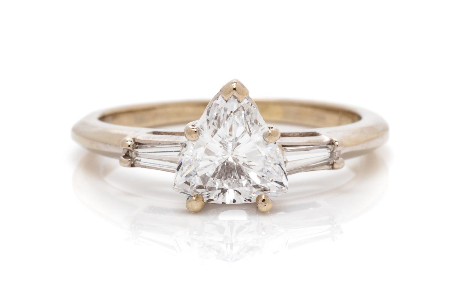 A 14 Karat White Gold and Diamond Ring, 1.90 dwts.