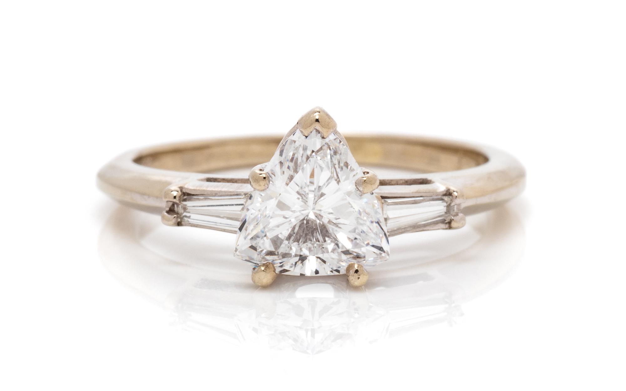 A 14 Karat White Gold and Diamond Ring, 1.90 dwts.
