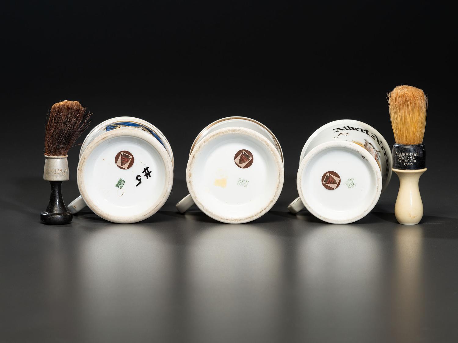 Three Porcelain Occupational Shaving Mugs