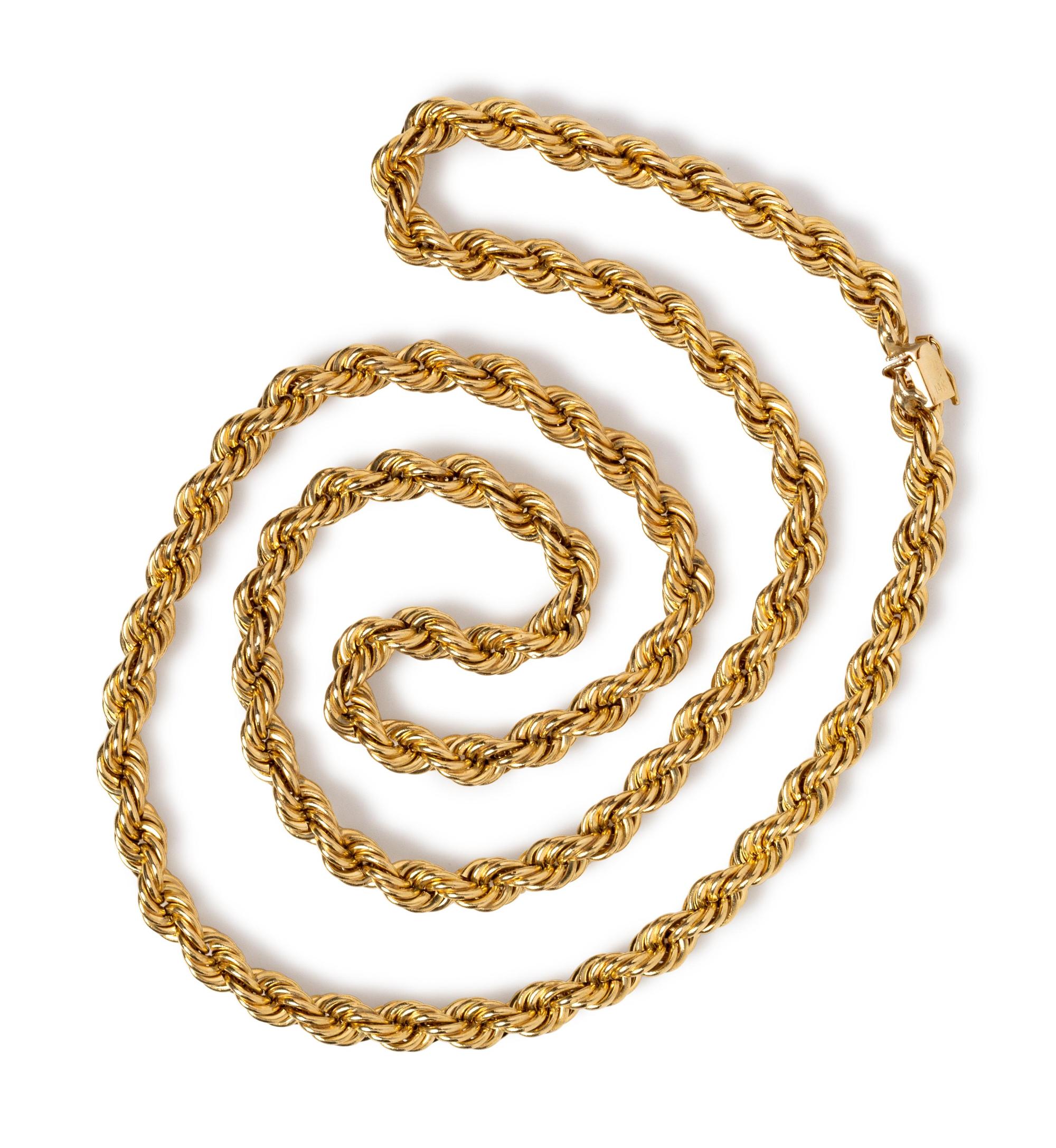 A 14 Karat Yellow Gold Longchain Necklace,