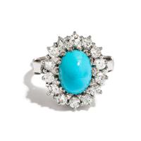 PLATINUM, TURQUOISE AND DIAMOND RING