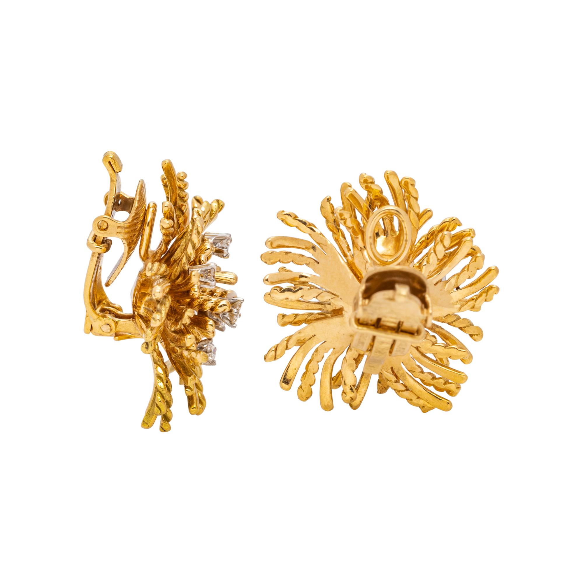 YELLOW GOLD AND DIAMOND EARCLIPS