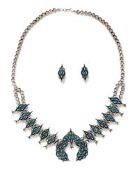 A Collection of Silver Gemstone Squash Blossom Necklaces, 83.20 dwts.