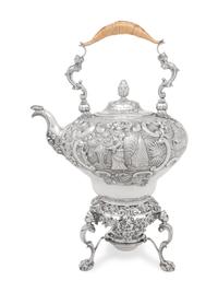 A George III Silver Chinoiserie Decorated Kettle
