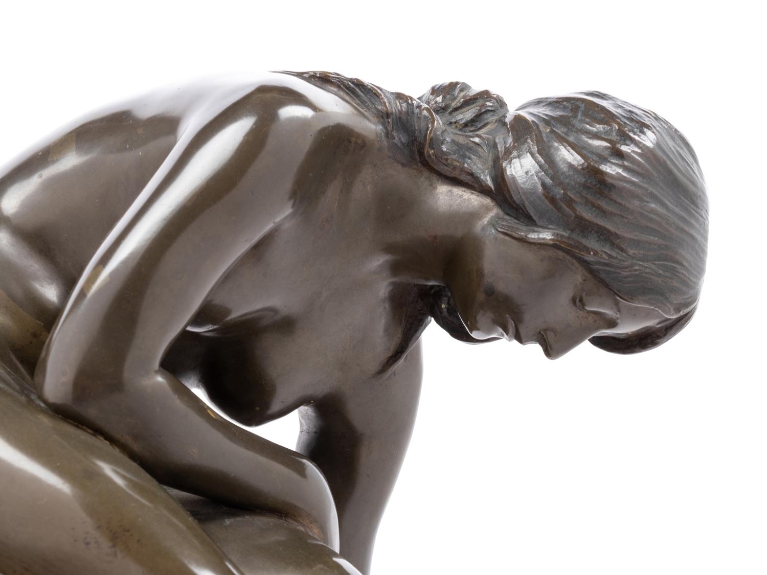 A Continental Patinated Bronze of a Seated Nude