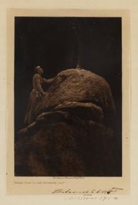 CURTIS, Edward S. (1868-1952), photographer. Signal Fire to the Mountain Gods . Signed and inscribed by Curtis.