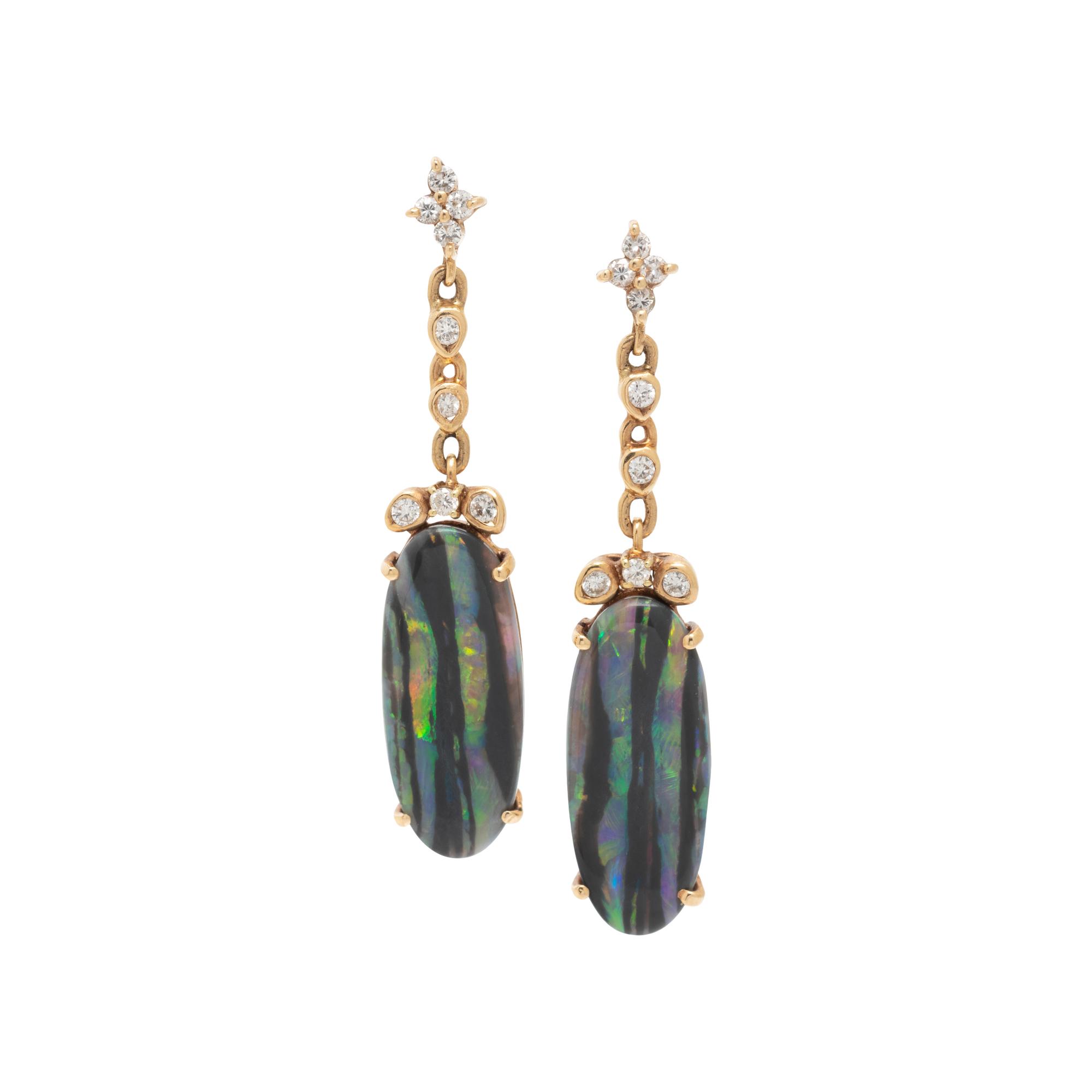 BLACK OPAL AND DIAMOND EARRINGS