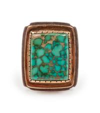 Silver and Turquoise Ring, with Gold Accents