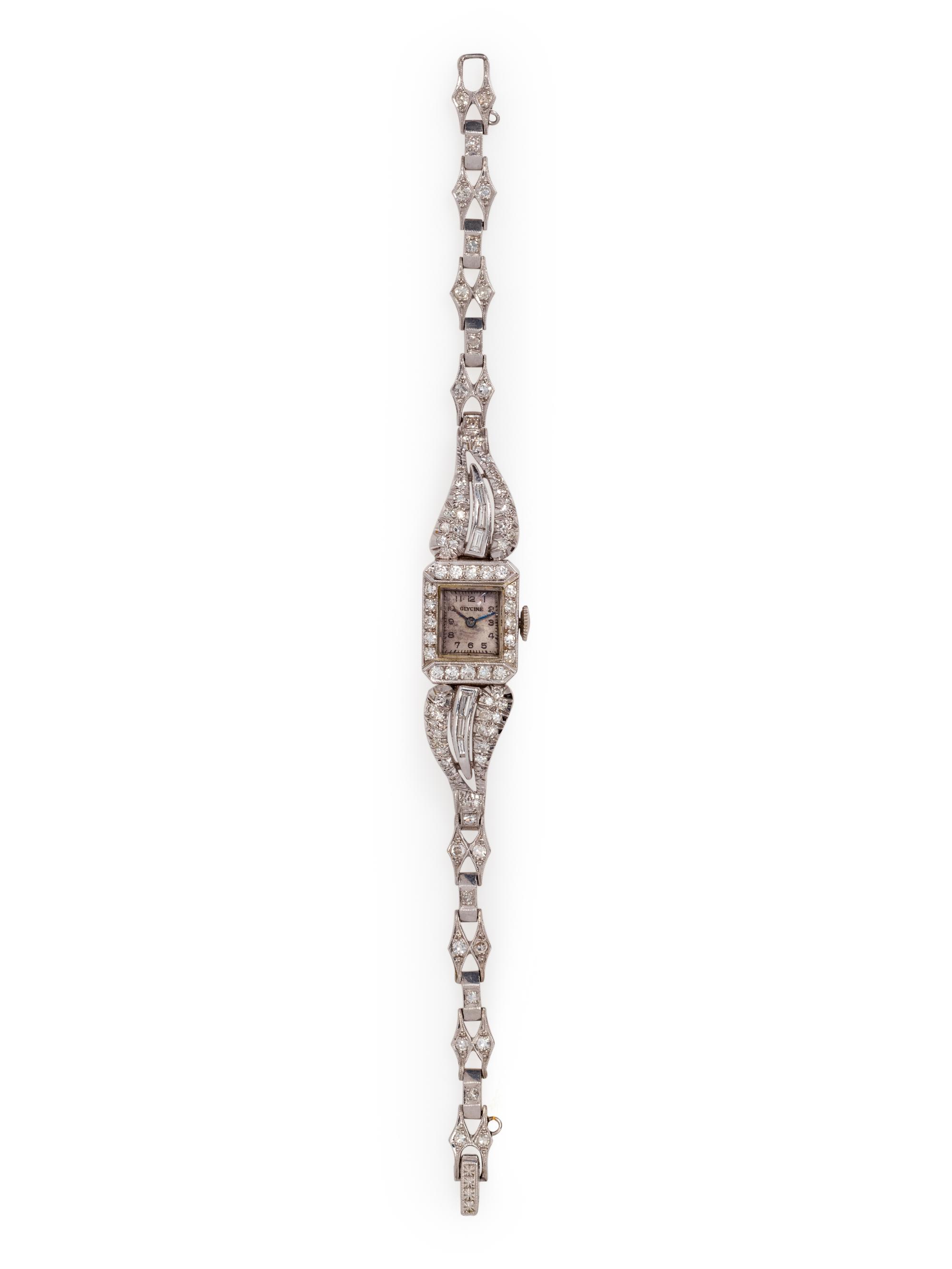 GLYCINE, PLATINUM AND DIAMOND WRISTWATCH