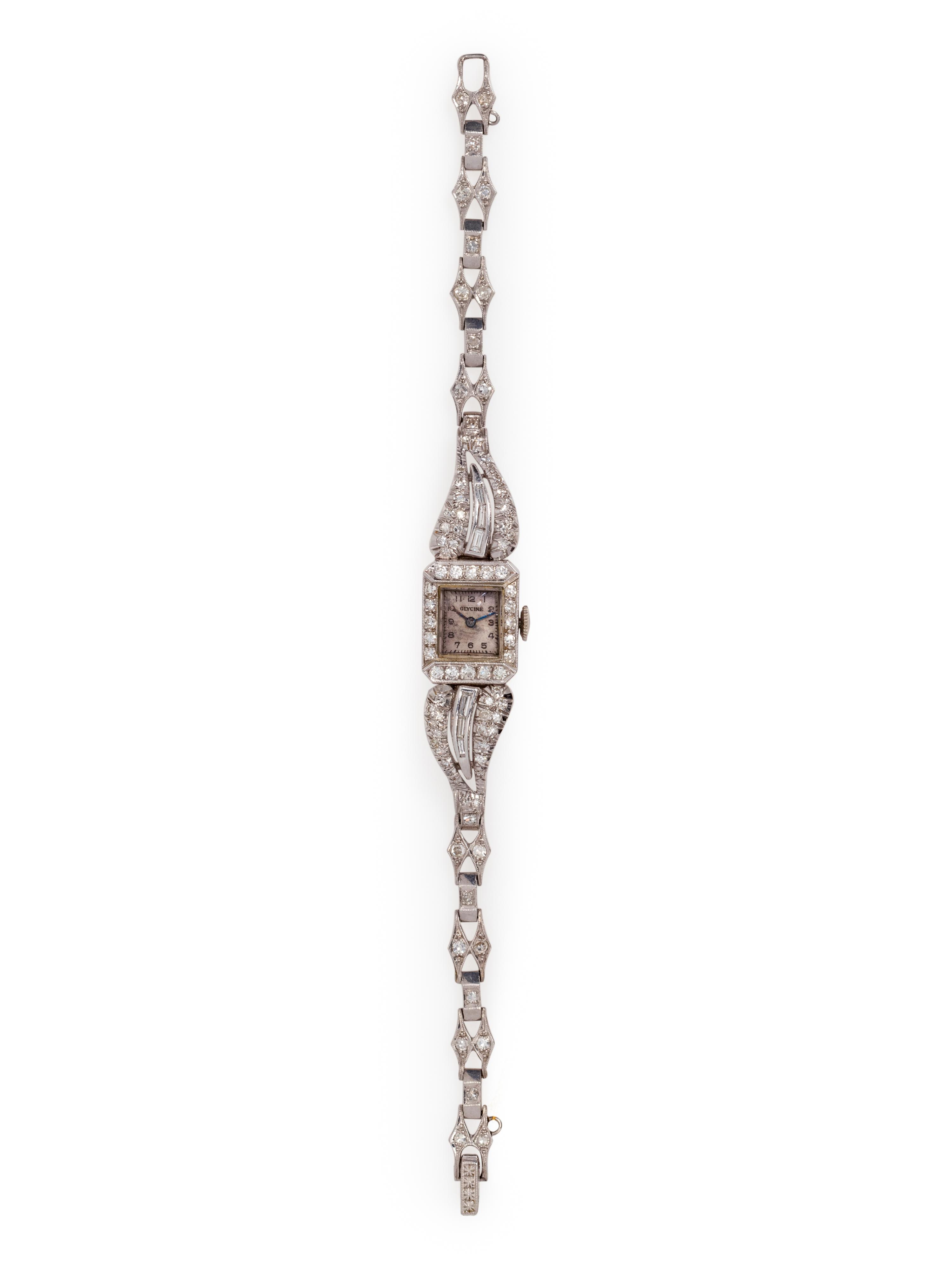 GLYCINE, PLATINUM AND DIAMOND WRISTWATCH