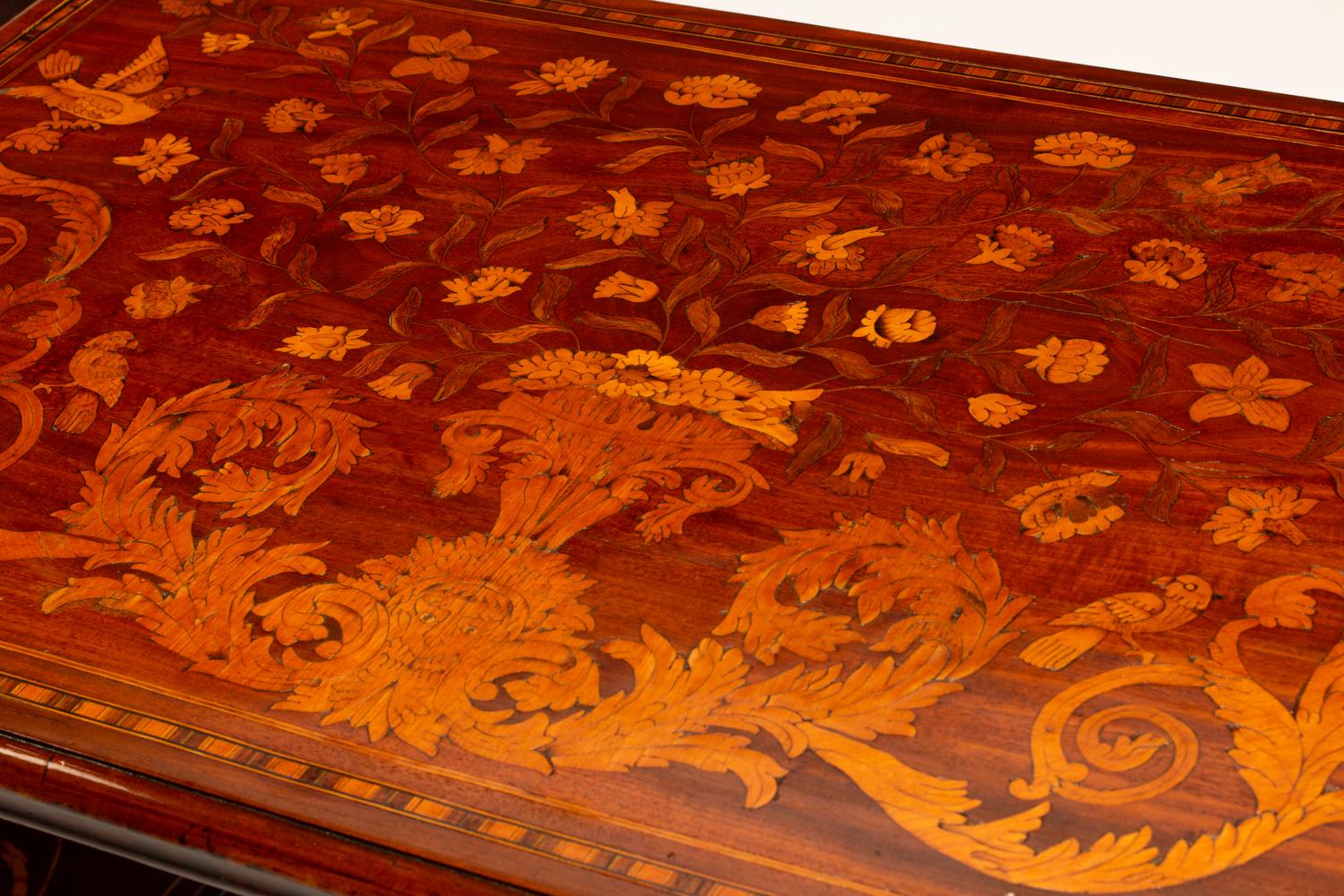 A Dutch Marquetry Slide-Opening Work Table