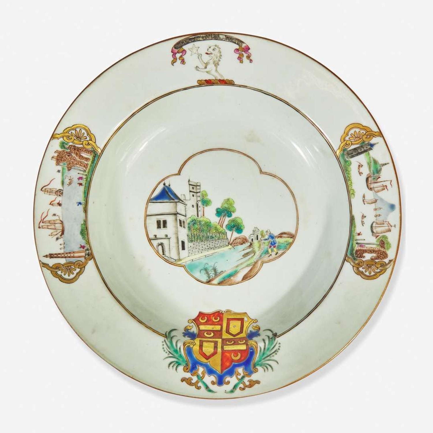 A Chinese Export porcelain soup plate with the arms of the Holburn / Holborne Family circa 1745