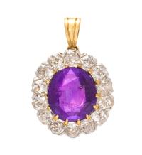 An Edwardian Platinum Topped Gold, Burmese Color Change Sapphire and Diamond Pendant, 4.00 dwts.