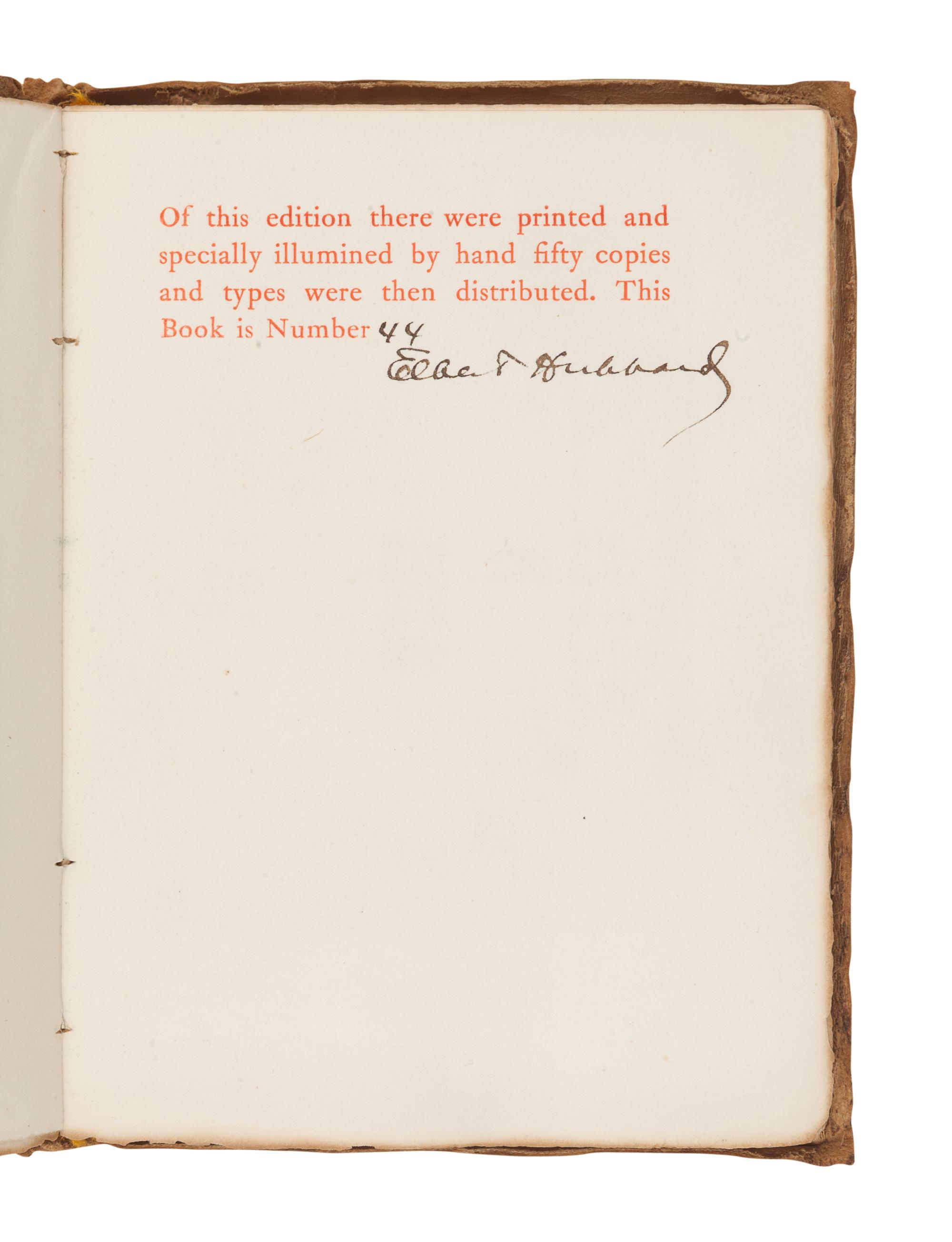 [ROYCROFTERS]. EMERSON, Ralph Waldo. (1803-1882). The Essay on Friendship. East Aurora, NY: The Roycrofters, 1899.