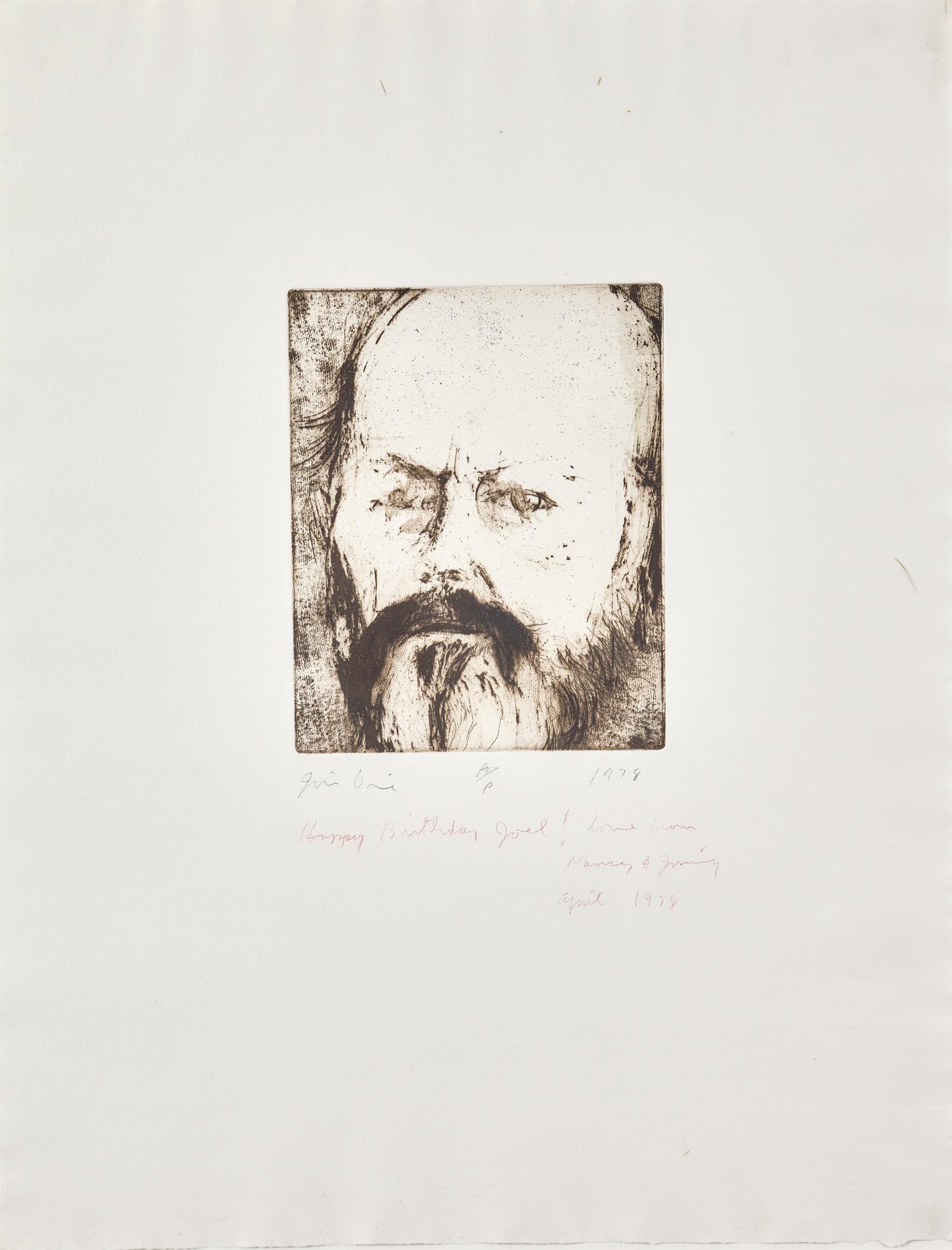Jim Dine (American, b. 1935) — Self-Portrait without Glasses in Sepia, 1978