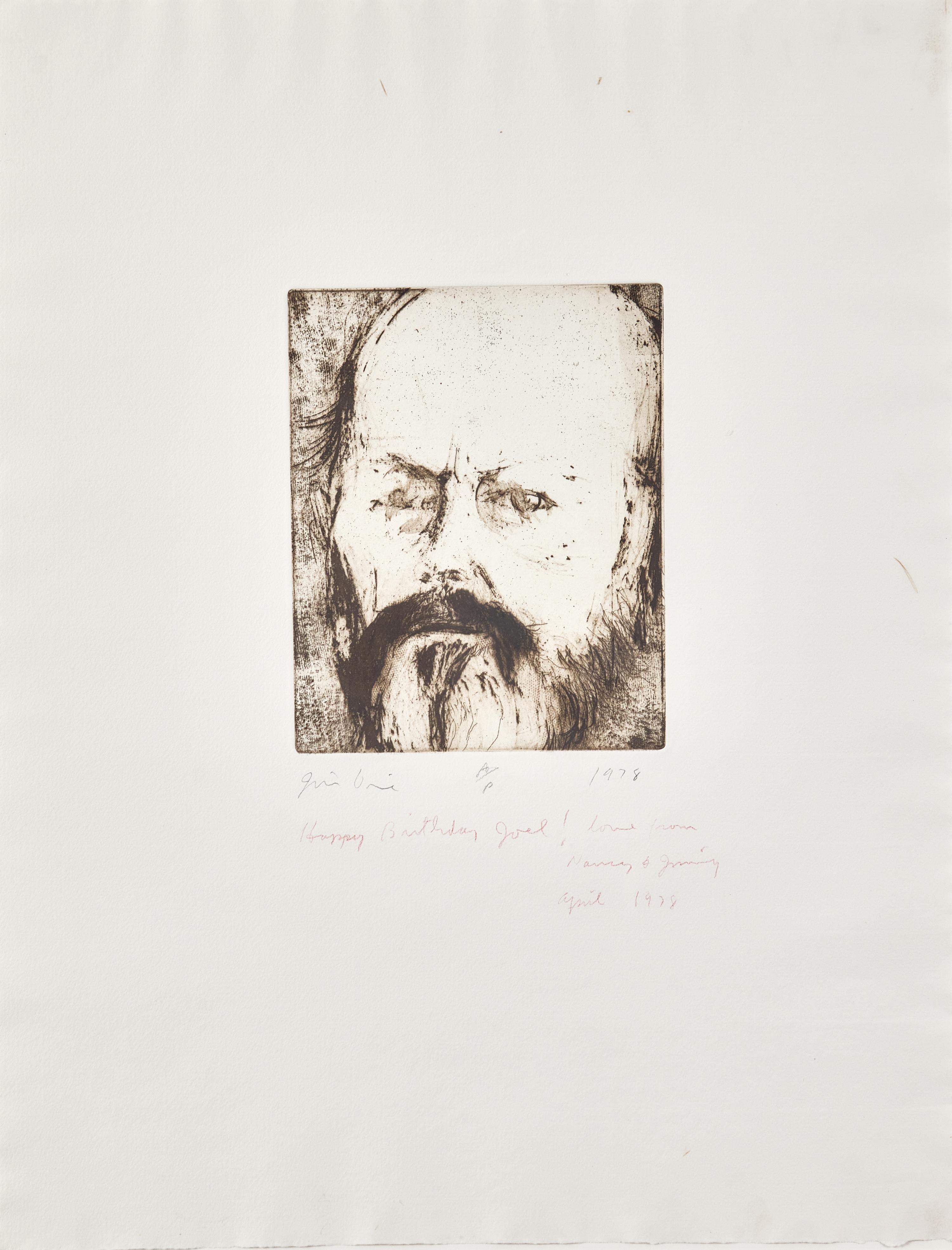 Jim Dine (American, b. 1935) — Self-Portrait without Glasses in Sepia, 1978