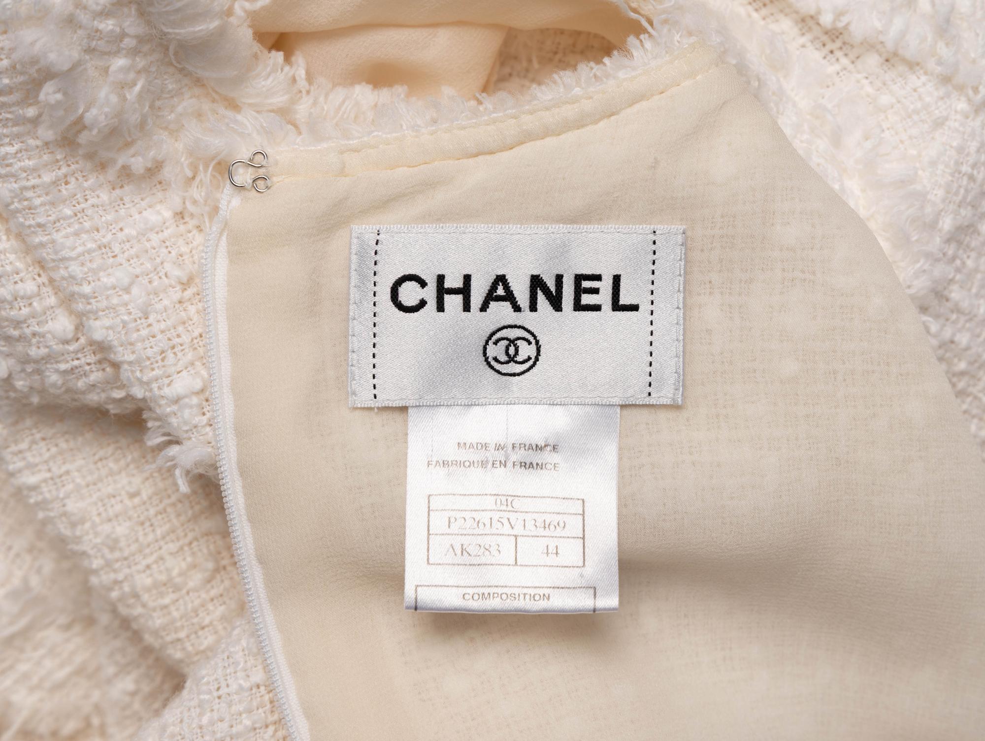 Chanel, White Cotton Tweed Dress